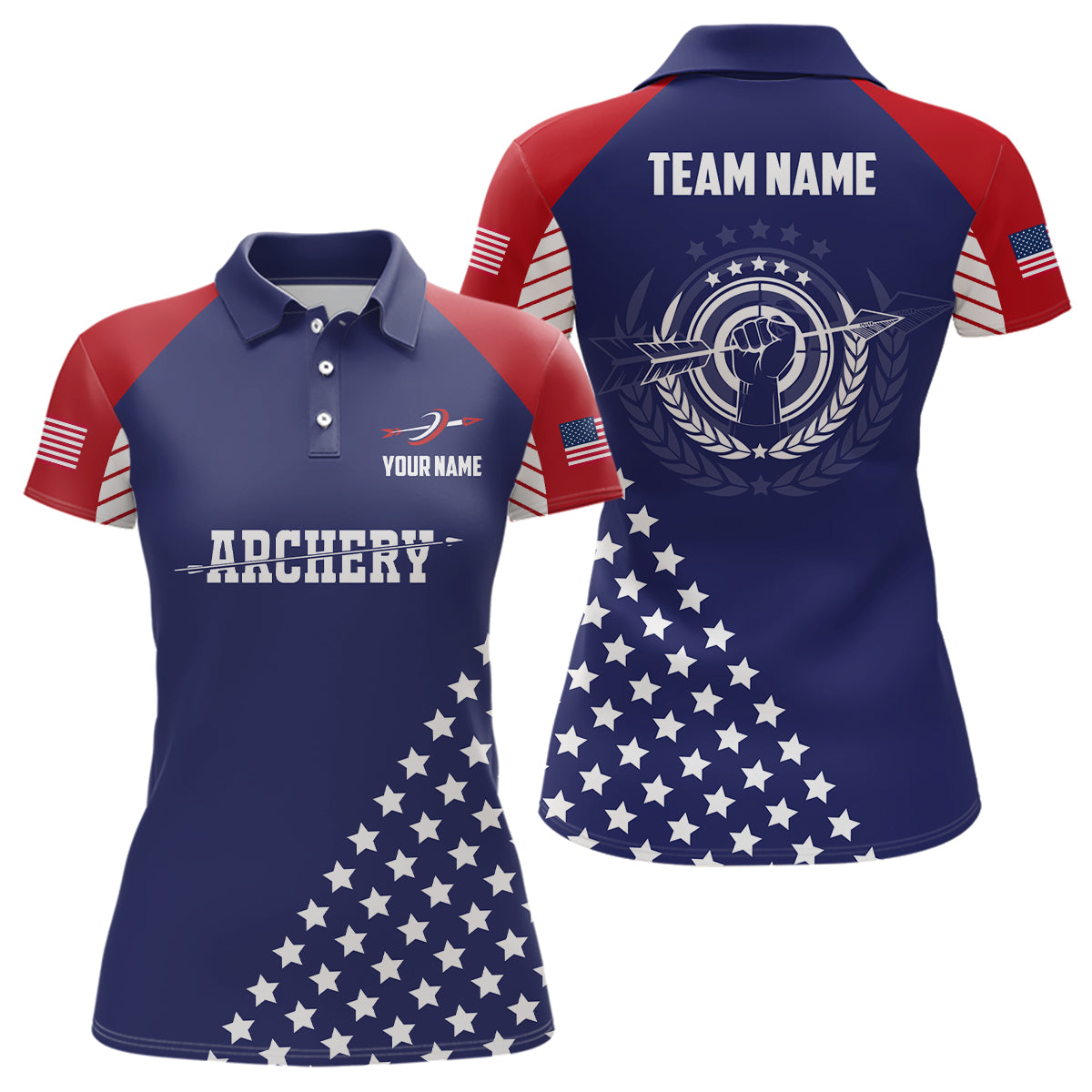 Personalized US Archery Polo Shirts For Women Custom Team Name American Flag Archery Jerseys TDM0590