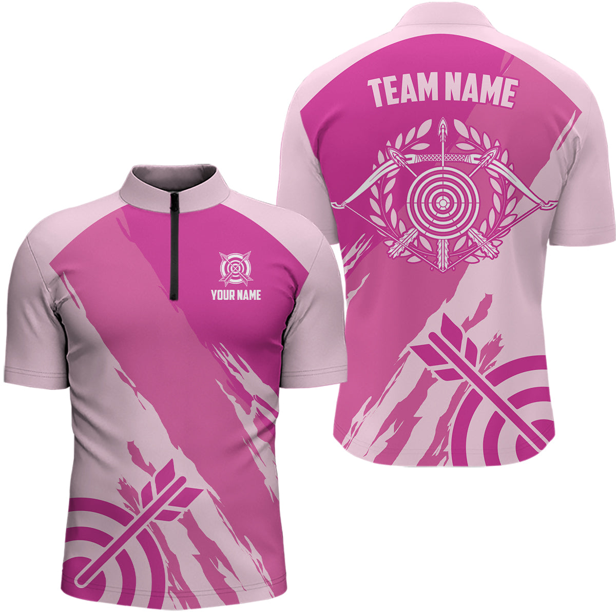 Personalized Pink Jerseys Archery Men Quarter-Zip Shirts Custom Archery Jerseys Shirts TDM0601