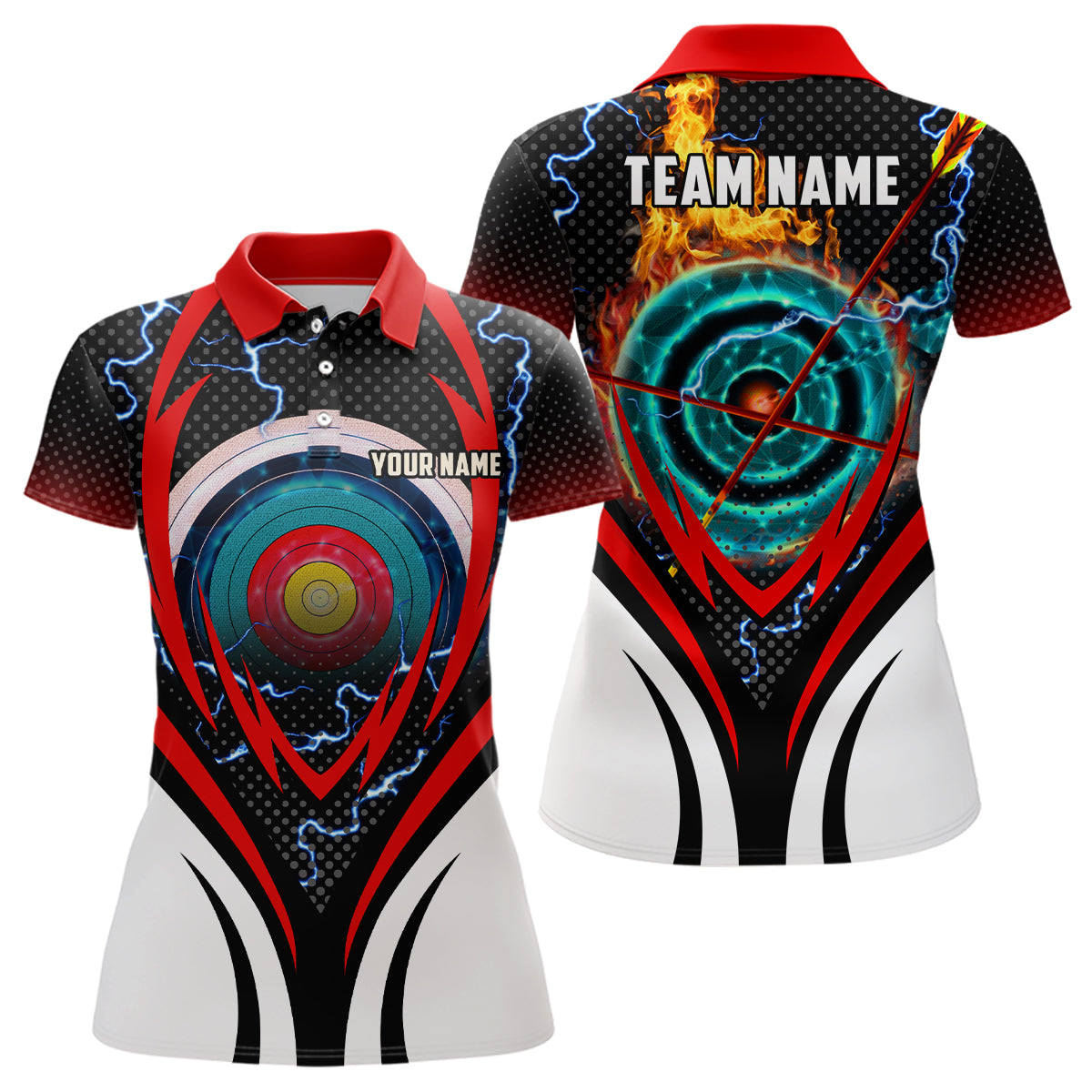 Archery Target Board On Flame Personalized Name Archery Polo Shirts For Women, Gifts For Archers TDM0610