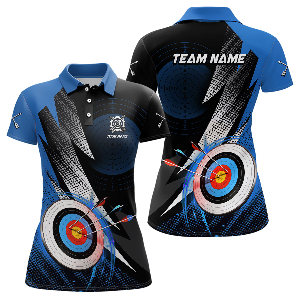 Personalized Archery 3d Target Blue Jersey Women Polo Shirts Best Archery Club Shirts For Team Archer TDM0983