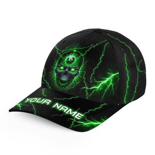 Personalized Green Skull Billiard Hats, Custom Adjustable 3D Printed Billiard Baseball Cap TDM1708