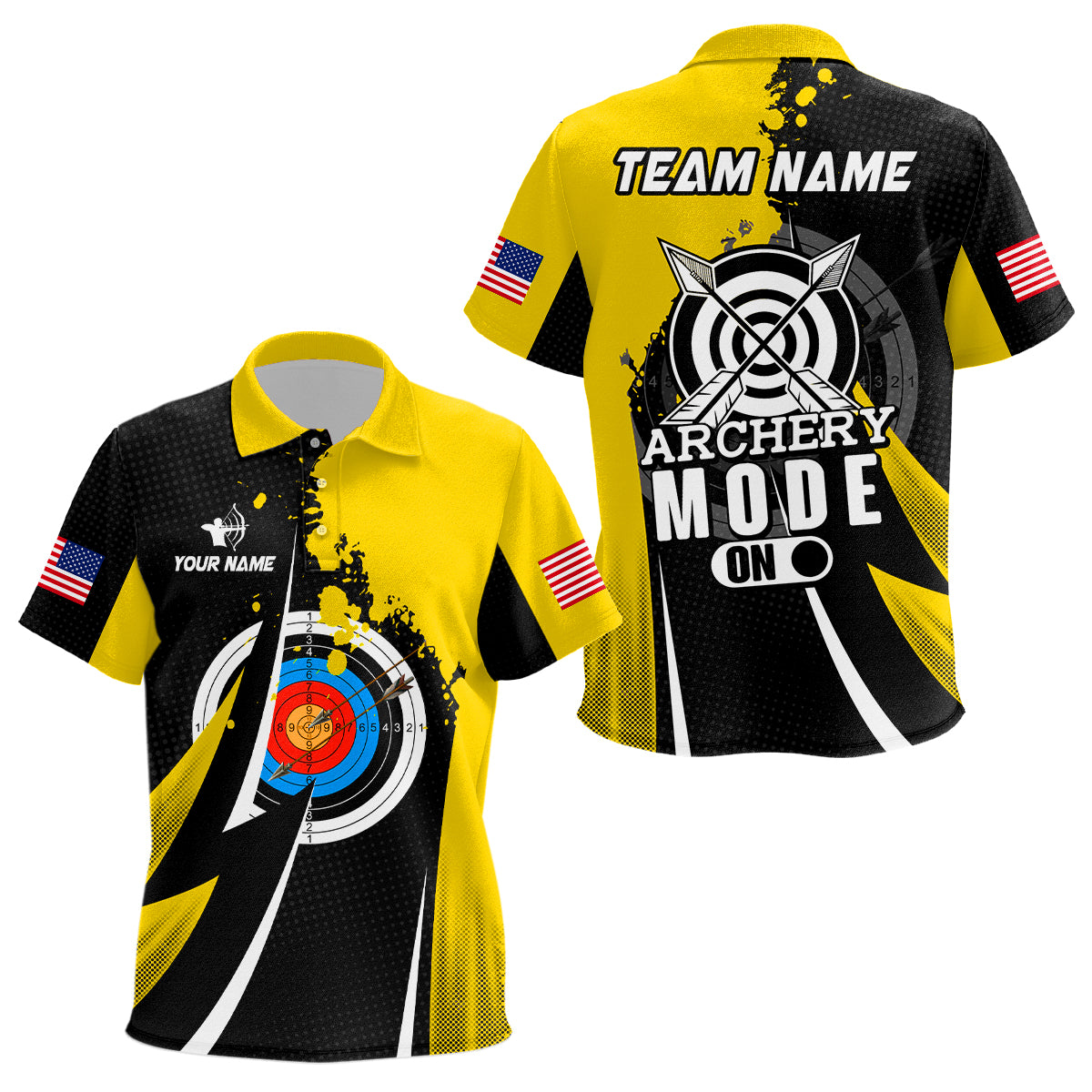 Personalized Yellow Jerseys Archery Mode On Polo Shirts For Kid Custom Archery Jerseys Team Shirts TDM0672