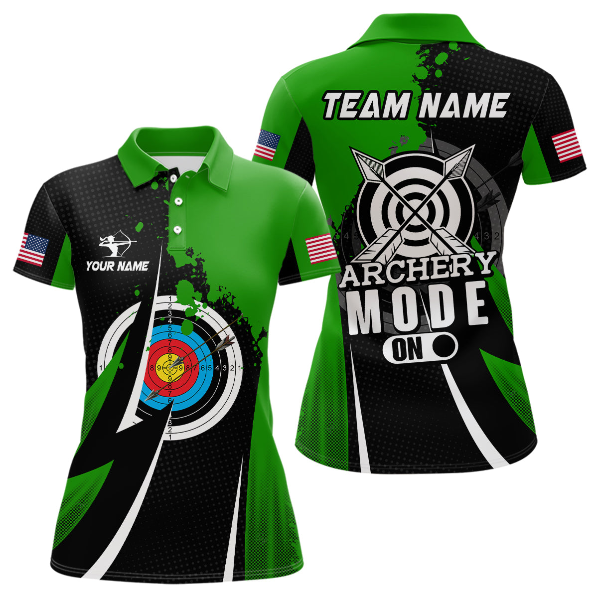 Personalized Green Jerseys Archery Mode On Polo Shirts For Women Custom Archery Jerseys Team Shirts TDM0671