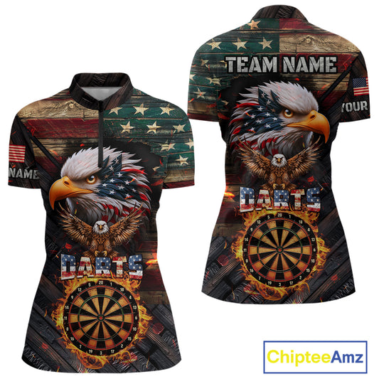 American Flag 3D Dartboard Fire Flame Custom Eagle Darts Shirt For Women, Patriotic Dart Team Jersey TDM4717