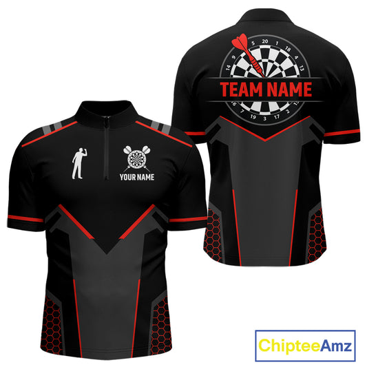 Darts Jersey For Men Custom Polo & Quarter Zip Darts Tournament Team Shirt |Red TDM4746