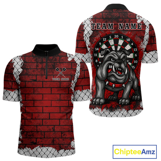 Brick-Wall Fierce Bulldog Men's Darts Team Shirt - Personalized Name For Players NYN0462