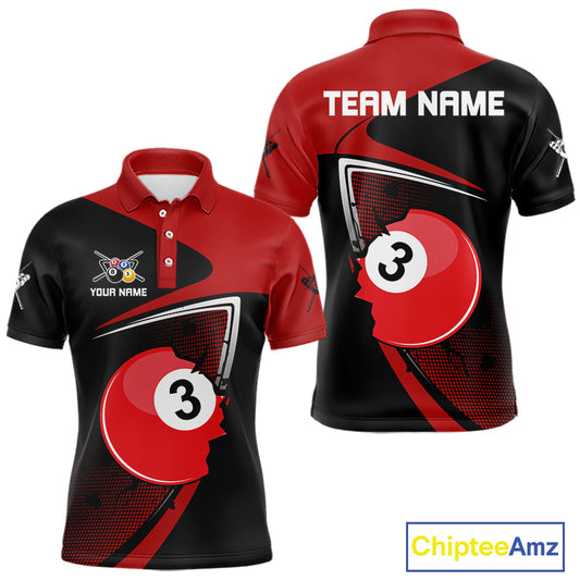 Red Crack Ball Pool Men Billiard Polo & 1/4-Zip Shirt Personalized Balls Billiard Gifts NYN2413