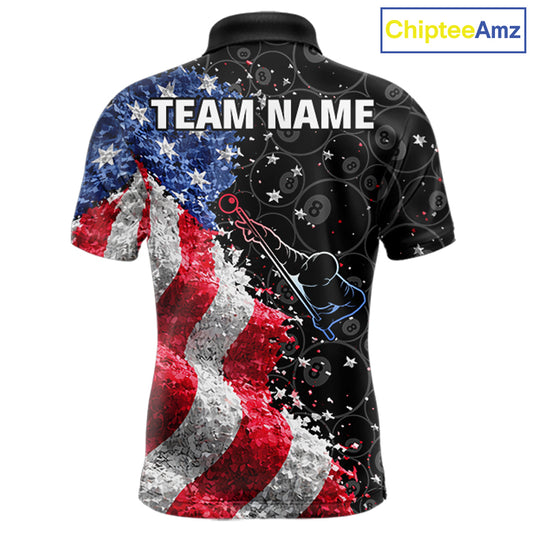 Debris US Flag 8 Ball Pool Polo & 1/4-Zip Shirt For Men Personalized Balls Billiard Gifts NYN2422