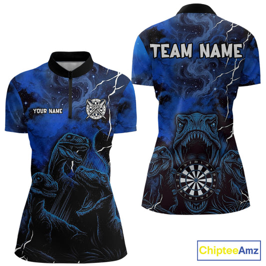 Personalized Blue Smoking Funny Dinosaurs Womens Darts Shirt Custom Grunge Outfits Dart Jerseys NYN3204