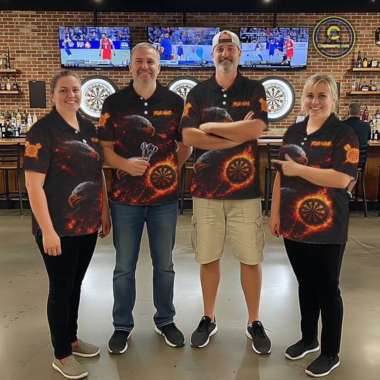 Eagle Couple Flame Dartboard & Arrow Women Darts Quarter-Zip Shirt Custom Outfits Dart Team Jerseys NYN2508