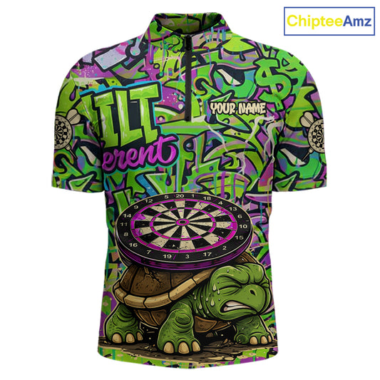 Personalized Funny Dart Shirt Dartboard Turtle Polo Quarter Zip Shirt Custom Team Shirt For Men NYN2859