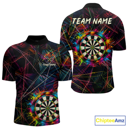 Splatter Paint Dartboard & Arrow Mens Darts Shirt Personalized Colorful Team Darts Jersey NYN3244