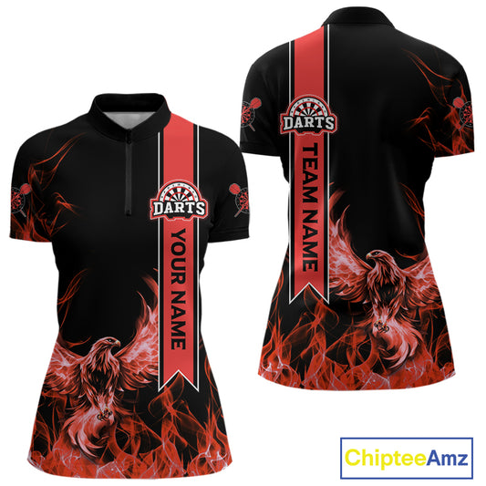 Custom Red Flames Eagle Dart Shirts For Women Eagle Dart Team Jerseys Personalized NYN1109