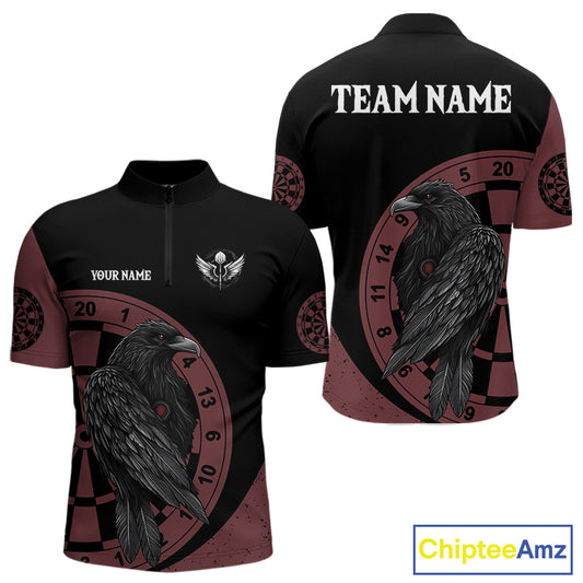 Personalized Black Raven Celtic Tribal Polynesian Dart Shirts For Men, Custom Dart Jerseys NYN0011
