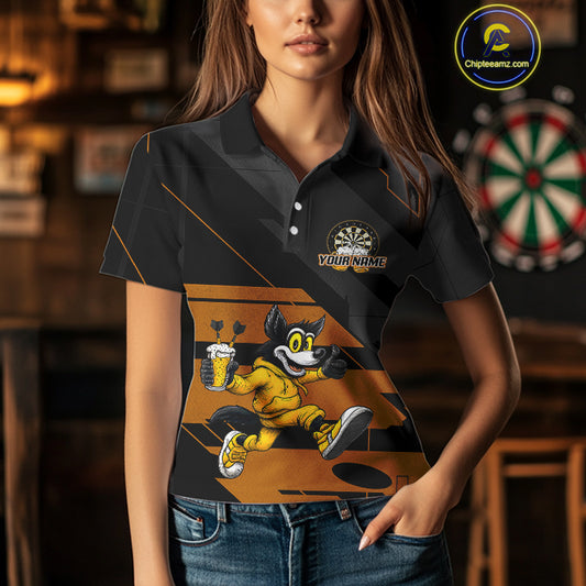 Wolf Play Darts & Beer Custom Funny Dart Polo Shirts For Women, Dart Team Jerseys NYN0797