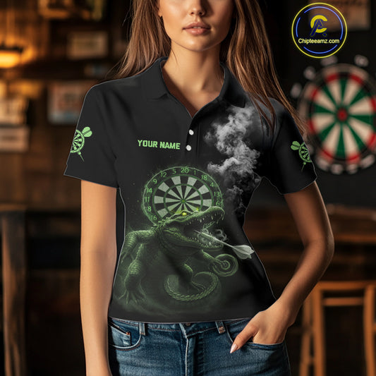 Black And Green Crocodile Grey Smoke Custom Dart Men Polo Shirt Funny Dart Jerseys NYN1790