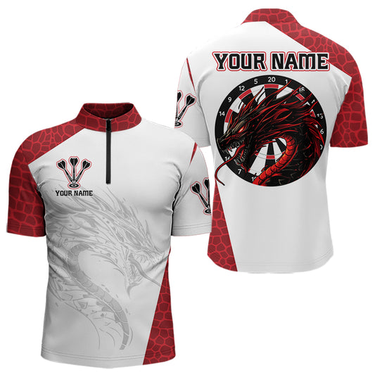Personalized White-Red Dragon Dartboard Dart Shirts For Men Outfits Dart Team Jerseys NYN0033