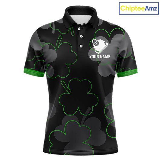 Green Grey Shamrock Funny 8 Ball Pool Men Billiard Shirt Custom St Patrick's Day Billiard Team Jerseys NYN2749
