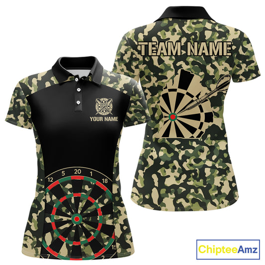 Custom Camouflage Pattern Dartboard Darts Polo Shirts For Women Outfits Darts Jerseys NYN2754