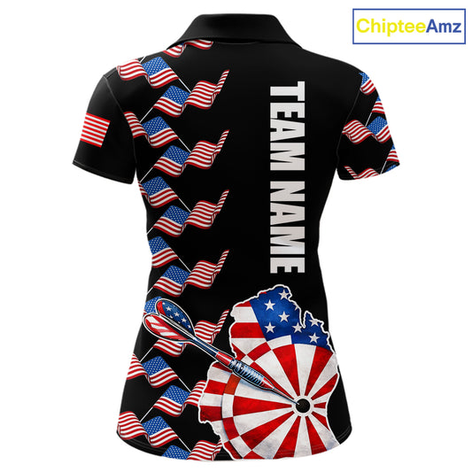 Custom American Flag Pattern Dartboard Darts Polo Shirts For Women Patriotic Darts Team Jerseys NYN2756