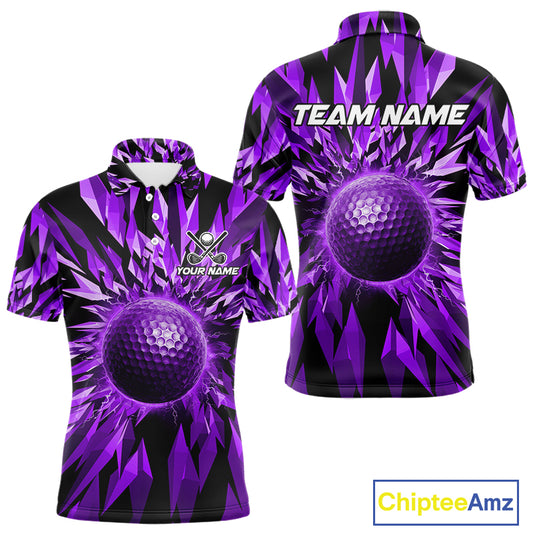 Icy Purple Geometric Mens Golf Polo Shirt Customize Golf Gifts For Men Golf Team Attire NYN4007