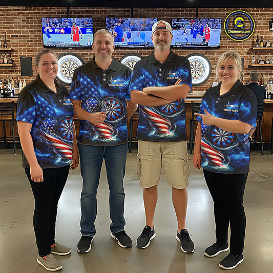 American Flag Dartboard Tornado Women Darts Quarter-Zip Shirt Custom Patriotic Funny Dart Team Jerseys NYN2525
