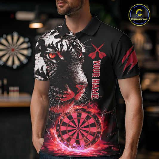 Red Horror Tiger Fire Flame Dartboard Custom Men Darts Polo League Shirts Dart Jerseys NYN2248