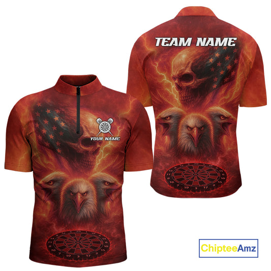 Personalized Flame Dart Shirt Custom Red Patriotic Dartboard Dart Jerseys For Men NYN1226