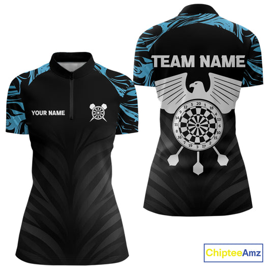 Blue Splash Color Eagle Dartboard Darts Shirt For Men - Custom Team & Player Name NYN0379