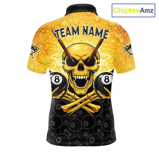 Funny Beer & Skull 8 Ball Pool Billiard Team Shirt For Men Custom 3D Billiard Balls Jerseys NYN2439