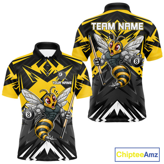Black And Yellow Funny Bee Billiard Team Shirt For Men Custom 8 Ball Pool Tournament Jersey NYN3776