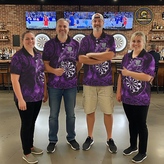 Personalized Fern Leaves Purple Fire Tribal Dart Quarter-Zip Shirts For Women Dart Team Jerseys NYN2191