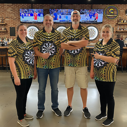 Gold Tribal Holographic Dartboard & Arrow Women Darts Quarter-zip Shirt Personalized Dart Team Jerseys NYN2515