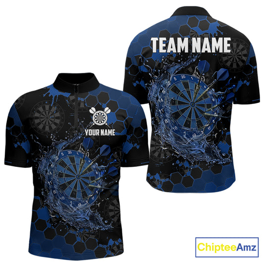 Watering Dartboard Darts Shirt For Men Custom Splatter Blue Hexagon Dart Team Jerseys NYN3117