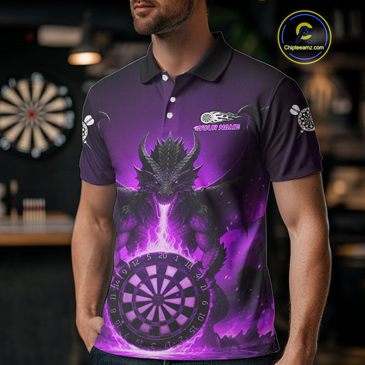 Fire Flame Dragon Purple Darts Custom Men Darts Jersey Flaming Darts League Shirt NYN2041