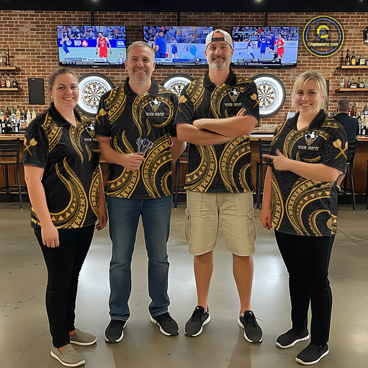 Black And Gold Tribal Human Play Dartboard Darts Quarter-zip Shirt Personalized Dart Jerseys For Women NYN2518