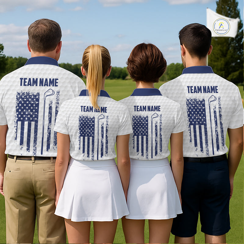 Patriotic Men's Golf Polo Shirts Custom American Flag Golf Apparel America Golf Shirt | Blue NYN3326