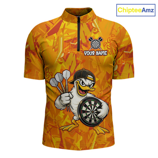 Personalized Funny Duck Darts Polo & 1/4-Zip Shirt For Men Custom Duck Dart Team Dart Jerseys NYN2958