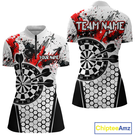 Dartboard Halftone Hexagon Grunge Darts Shirt For Women - Personalized Name For Players NYN0681