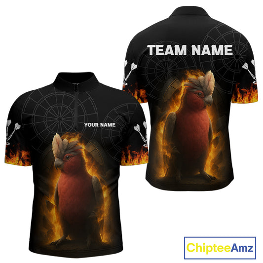 Flaming Cockatoo Dartboard Men's Dart Shirt - Custom Team Name For Darts Jersey NYN0450