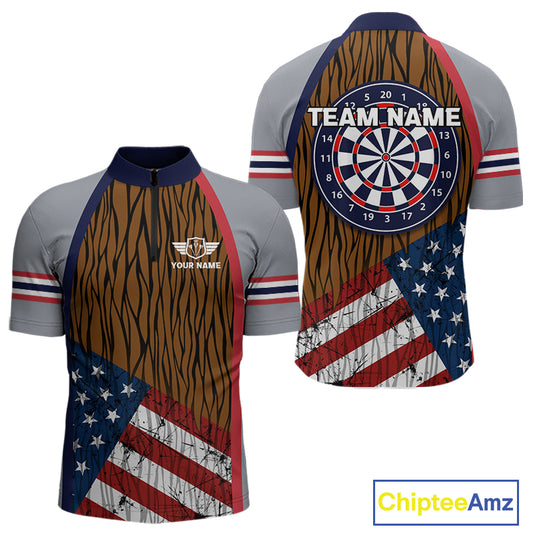 US Flag Dartboard Grunge Patriotic Darts Shirt For Men - Custom Dart Player Jersey NYN0528