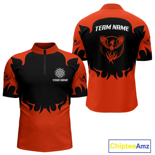 Maroon Phoenix Wings Dart Arrow Darts Shirt For Men - Custom Team & Player Name NYN0364