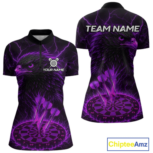 Personalized Lightning Eagle Dart Shirt Custom Purple Dartboard Dart Jerseys For Women NYN1223