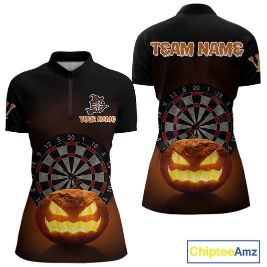 Custom Halloween Darts Shirt For Women Personalized Pumpkin Skull Halloween Darts Jerseys NYN1229