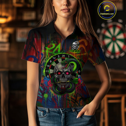 Colorful Cobra Skull Dartboard Custom Graffiti Women Darts Polo Shirt Shark Dart Jerseys NYN1924