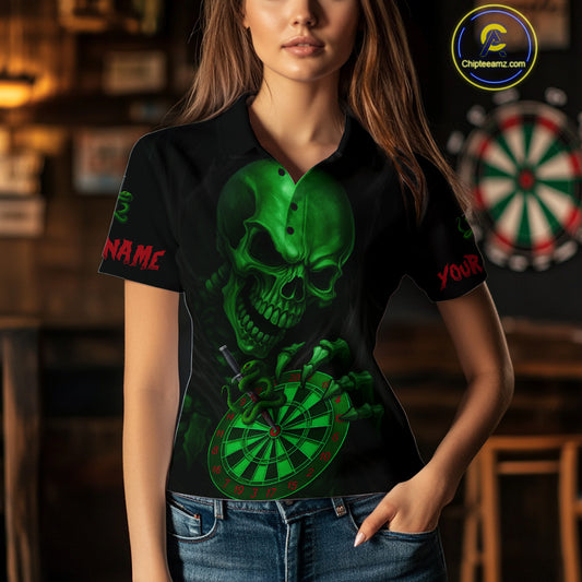 Custom Blood Cobra Green Dartboard Skeleton Dart Women Polo Jerseys Dart Team Shirt NYN1652