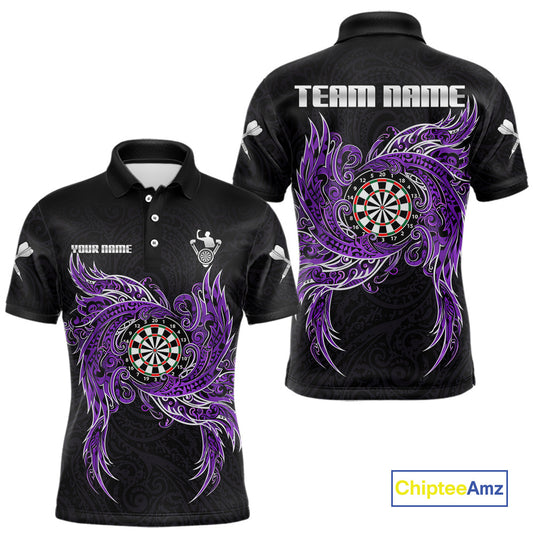 Purple Tribal Pattern Dartboard Darts Polo Shirt For Men Custom Darts Team Jerseys NYN2551