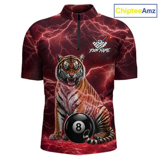 Thunder Red Funny Tiger 8 Ball Billiard Pool Shirt For Men Custom Billiard Team Attire NYN3141