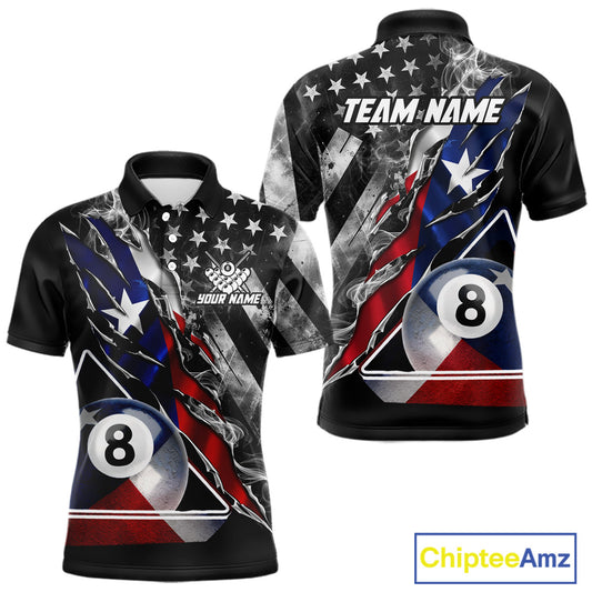 Personalized Smoke Texas Flag Billiard 8 Ball Pool Shirt For Men Custom Patriotic Billiard Appeal NYN2769