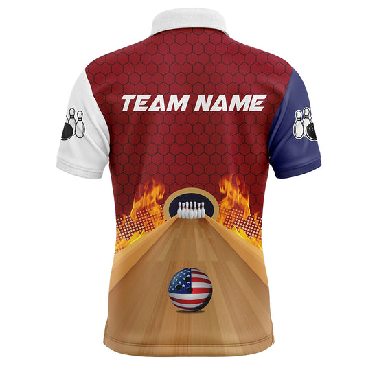 Personalized Bowling Shirt with Name Polo Bowling Jersey for Men Flame Bowling Shirt Unisex QZT286